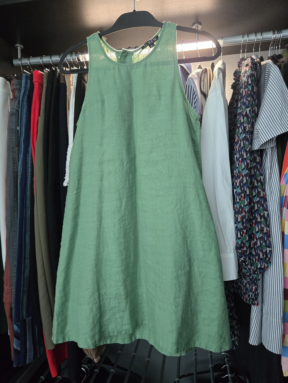 J.Crew Emerald Green Sleeveless Linen Dress